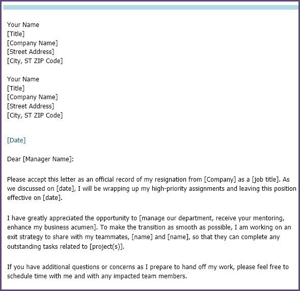 Resignation Letter Templates Free from blog.careermanager.co