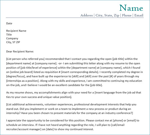 teal cover letter template