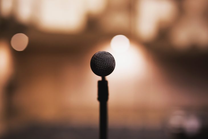 microphone on stage for conference